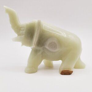 FINAL CLEARANCE Vintage Carved Stone Onyx Elephant Figurine Trunk Up Good Luck